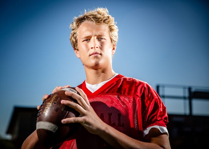 Ankeny quarterback JJ Kohl stands for a photo before practice at Ankeny High School, Thursday, Sept. 23, 2021